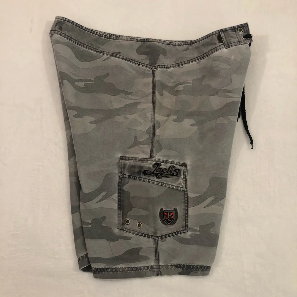Jacks Surfboards Australia Gray Camo Swim Pool Beach Trunks Board Shorts Mens 38
